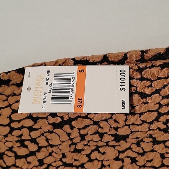 NWT Michael Michael Kors women's as textured pull-on pants in dark camel - Picture 8 of 10